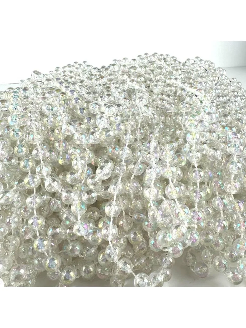 Huge Lot Vintage Plastic Clear Iridescent Bead Tree Garland 288 Ft